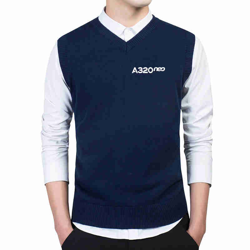 A320neo & Text Designed Sweater Vests