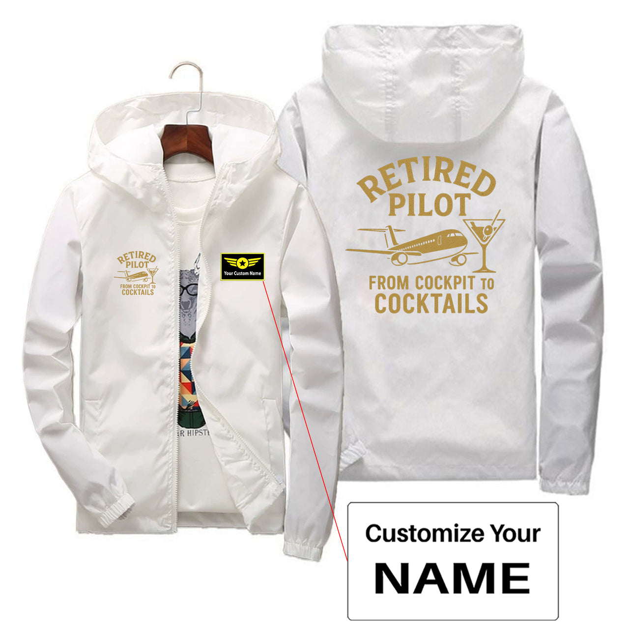 Retired Pilot & Coctails Designed Thin Windbreaker Jackets