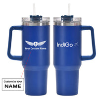 Thumbnail for Indigo Airlines Designed 40oz Stainless Steel Car Mug With Holder