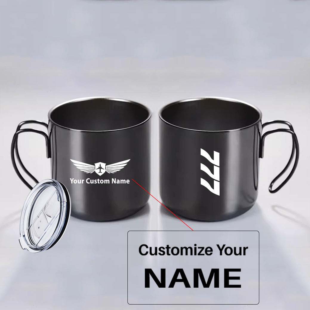 Boeing 777 Text Designed Stainless Steel Portable Mugs