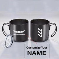Thumbnail for Boeing 777 Text Designed Stainless Steel Portable Mugs