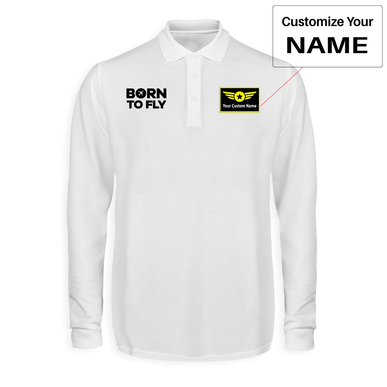 Born To Fly Special Designed Long Sleeve Polo T-Shirts