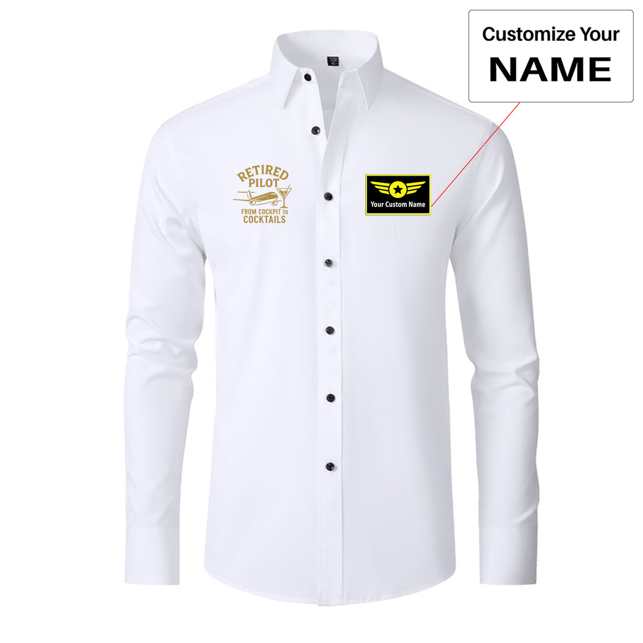 Retired Pilot & Coctails Designed Long Sleeve Shirts