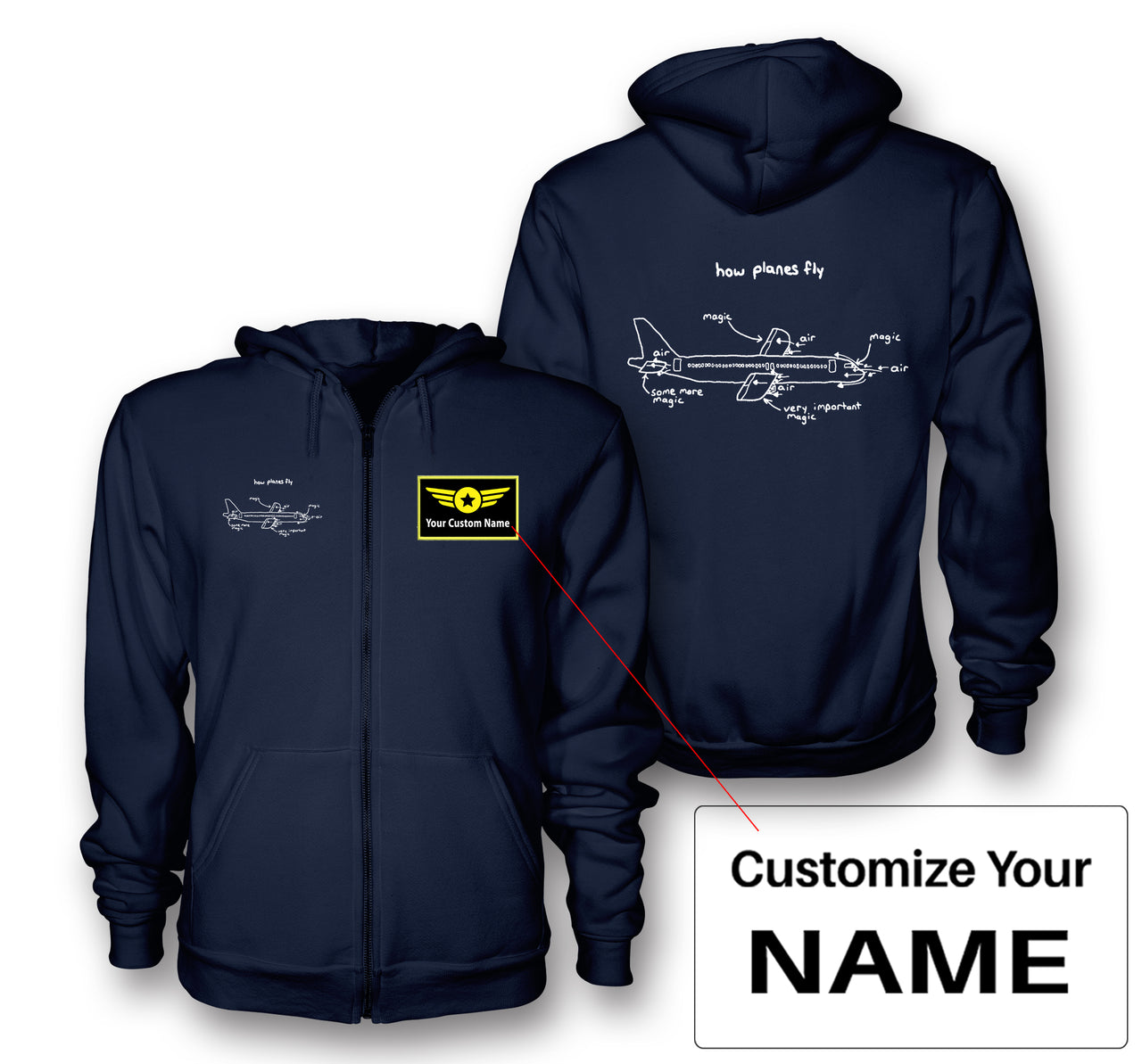 How Planes Fly Designed Zipped Hoodies