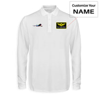 Thumbnail for Multicolor Airplane Designed Long Sleeve Polo T-Shirts
