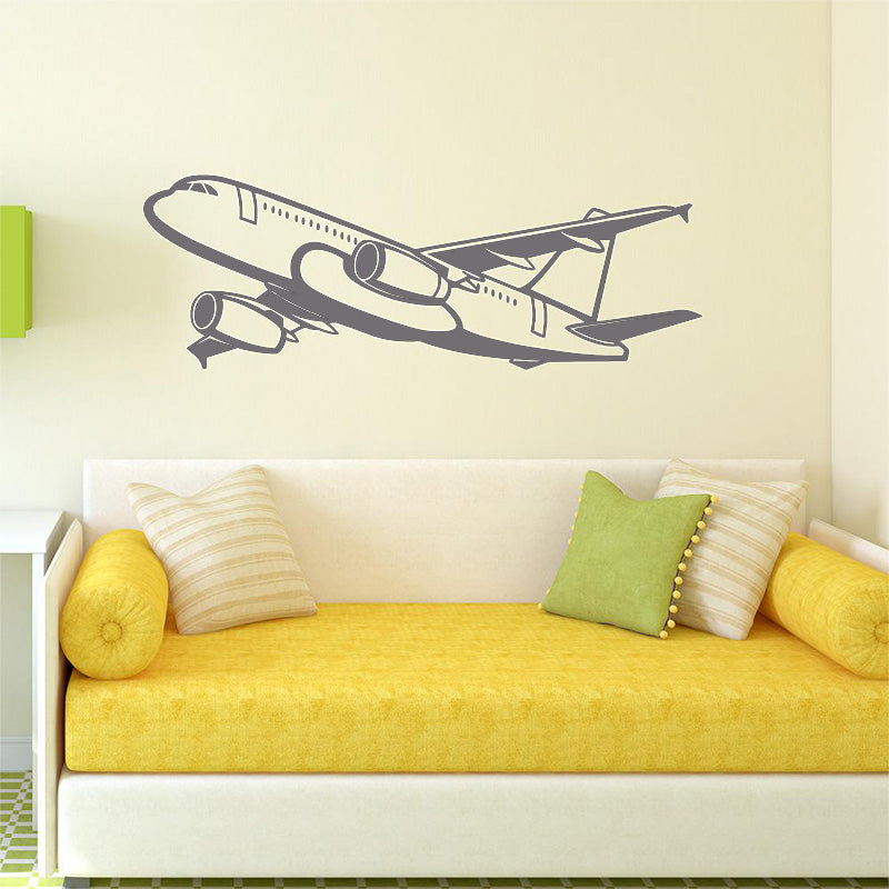 Amazing Silhouette of Airbus A320 Designed Wall Sticker