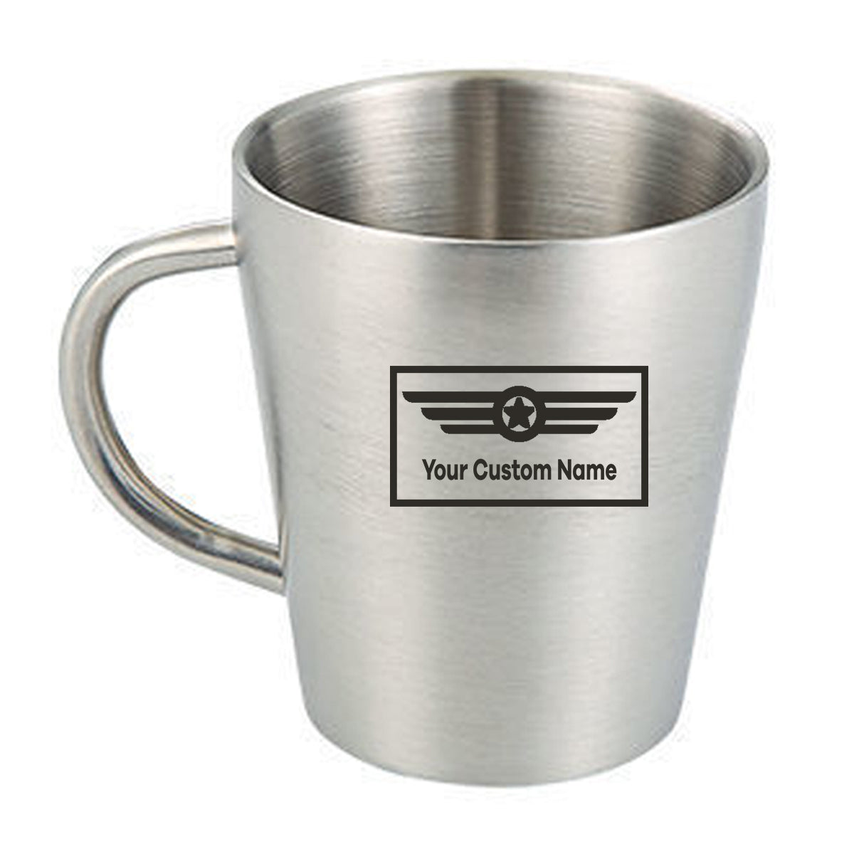 Custom Name (Badge 1) Designed Stainless Steel Coffee Mugs