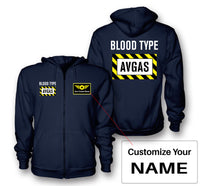 Thumbnail for Blood Type AVGAS Designed Zipped Hoodies