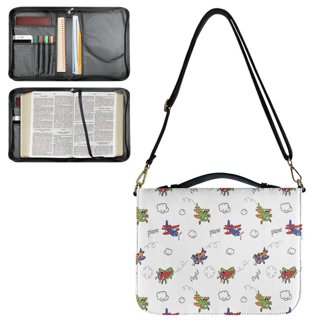 Colorful Cartoon Planes 2 Designed PU Accessories Bags Strap Style