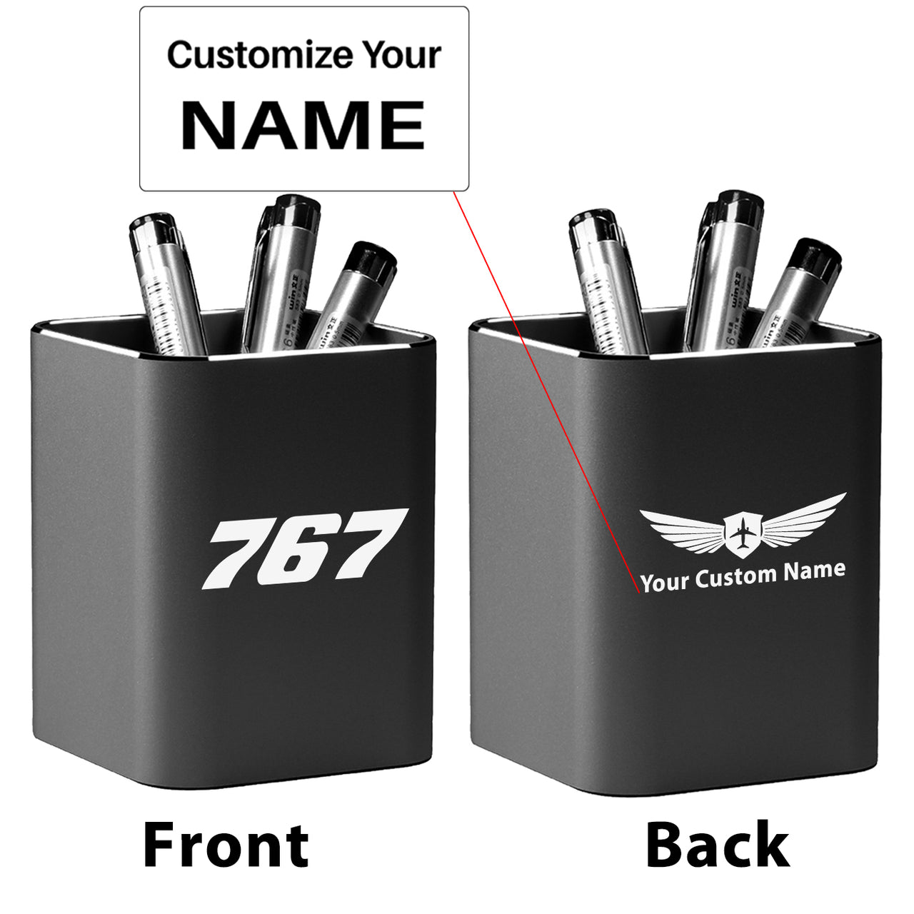 767 Flat Text Designed Aluminium Alloy Pen Holders