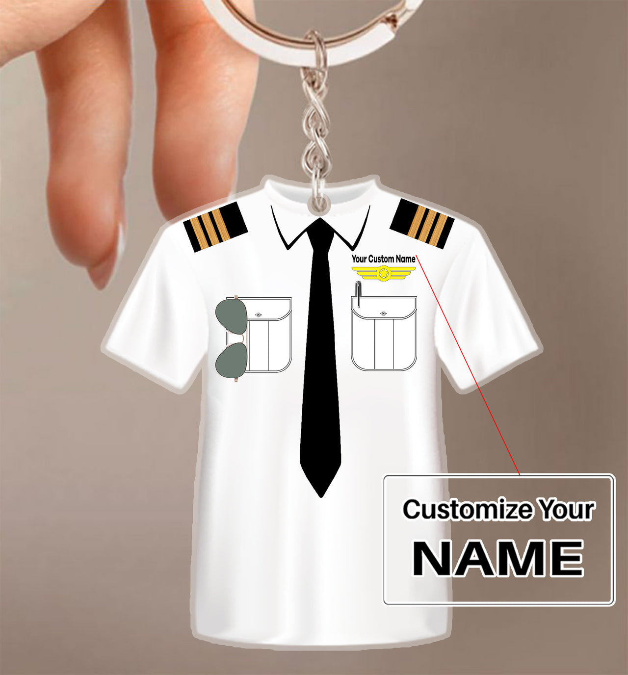T-Shirt Pilot Uniform Acrylic Keychain