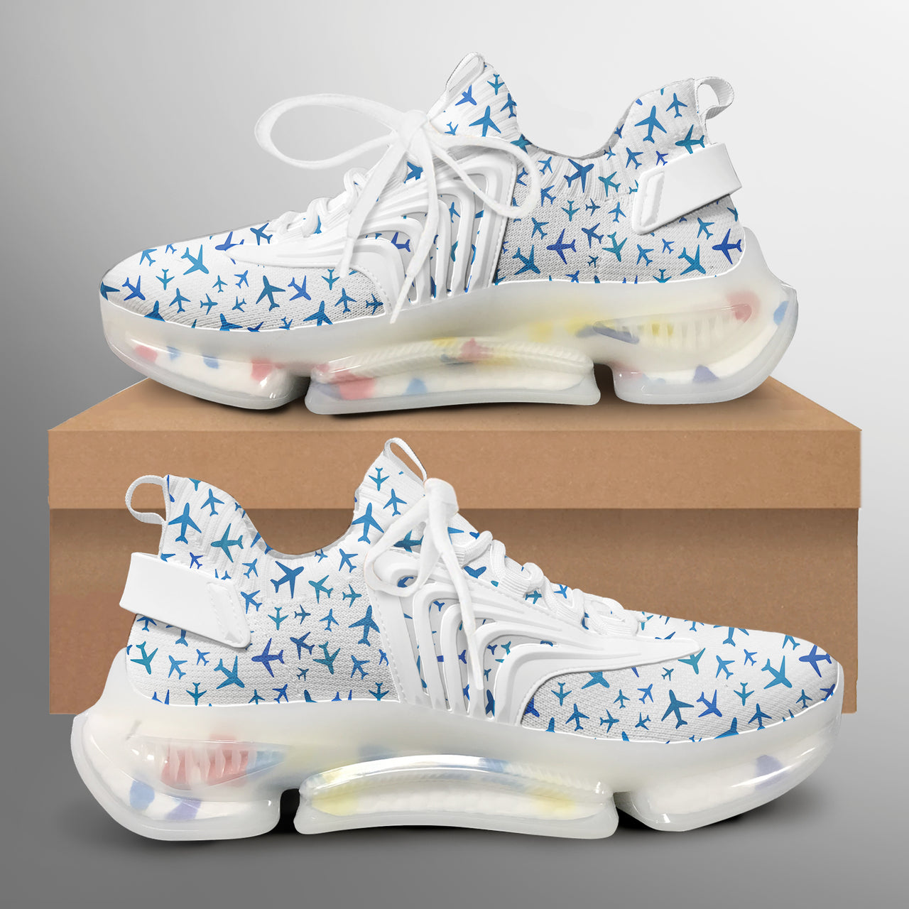 Many Airplanes White Designed Fashion Running Shoes