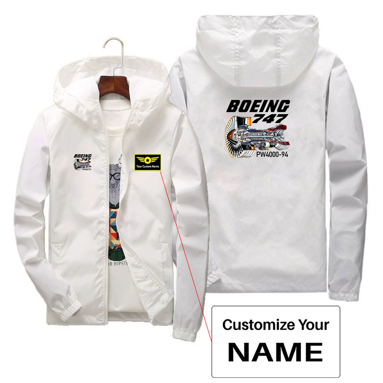 Boeing 747 & PW4000-94 Engine Designed Thin Windbreaker Jackets