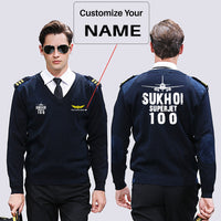 Thumbnail for Sukhoi Superjet 100 & Plane Designed Wool Pilot Sweaters