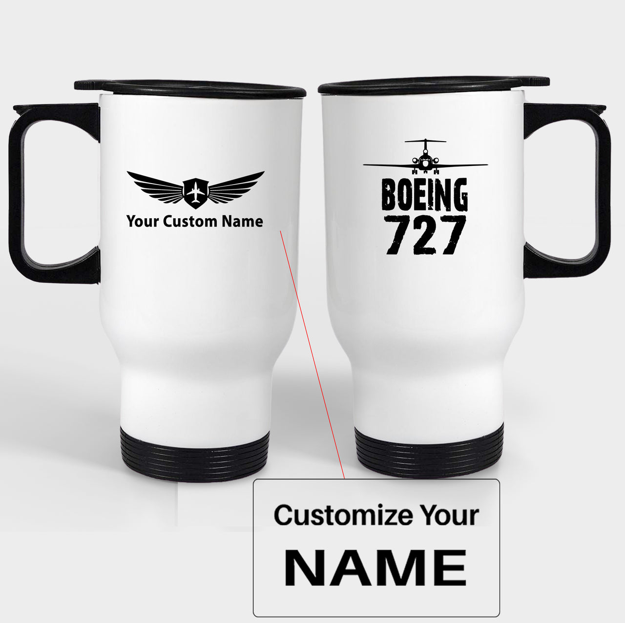 Boeing 727 & Plane Designed Travel Mugs (With Holder)