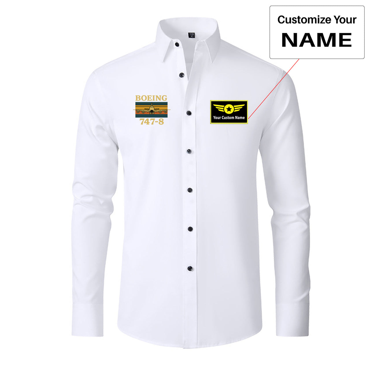 Retro Boeign 747-8 Designed Long Sleeve Shirts