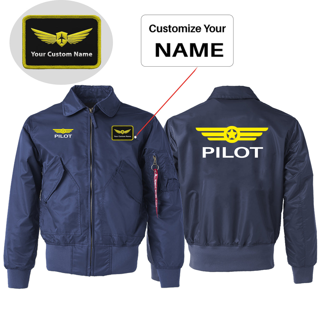 Pilot & Badge Designed Embroidered Patch Attachable Jackets