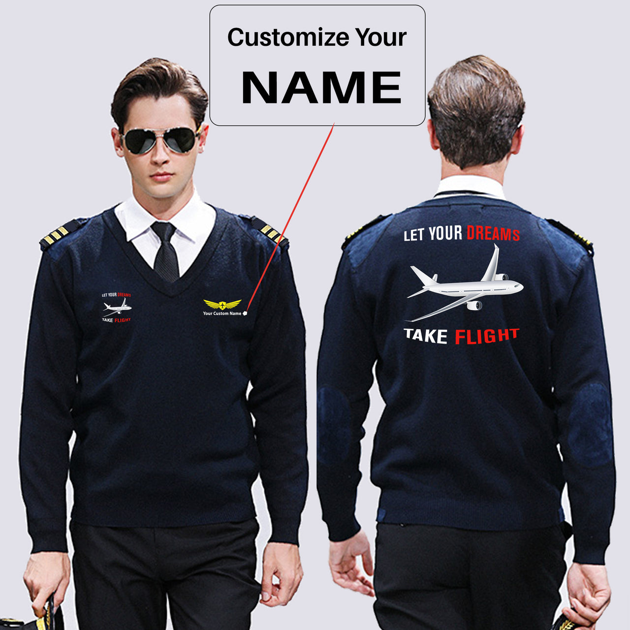 Let Your Dreams Take Flight Designed Wool Pilot Sweaters