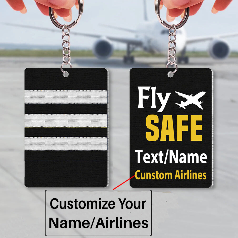 Pilot Epaulette (Silver) & Fly SAFE Uniform Acrylic Keychain