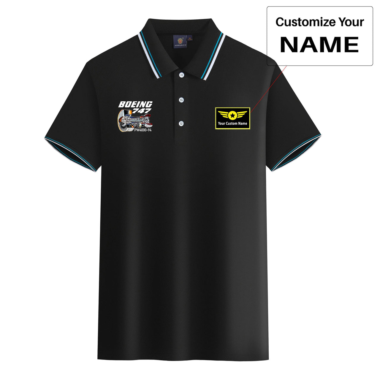 Boeing 747 & PW4000-94 Engine Designed Stylish Polo T-Shirts