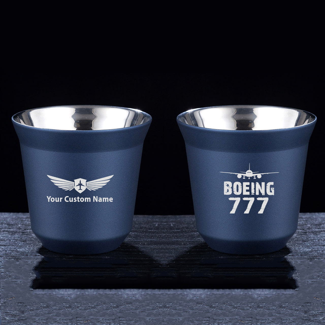 Boeing 777 & Plane Designed Double Wall Stainless Steel Coffee Mugs