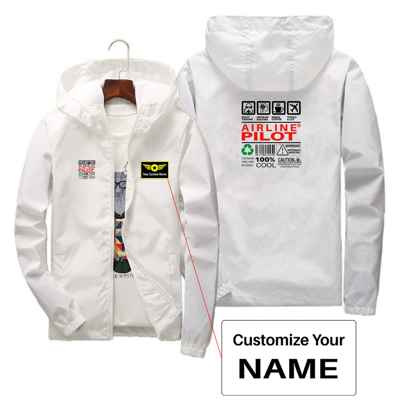 Airline Pilot Label Designed Thin Windbreaker Jackets