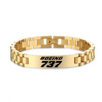 Thumbnail for Boeing 737 & Text Designed Stainless Steel Chain Bracelets