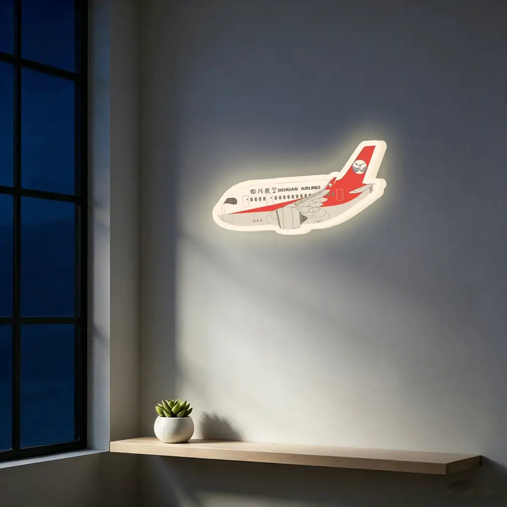 Sichuan Airlines Airbus A350 Inductive Wall Led Aircraft & 3D Lamp