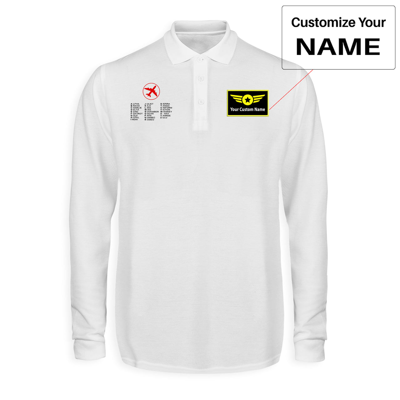 Aviation Alphabet 2 Designed Long Sleeve Polo T-Shirts