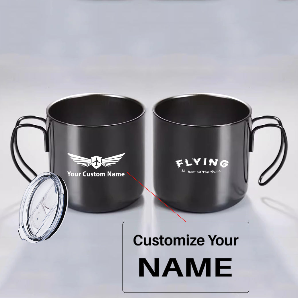 Flying All Around The World Designed Stainless Steel Portable Mugs