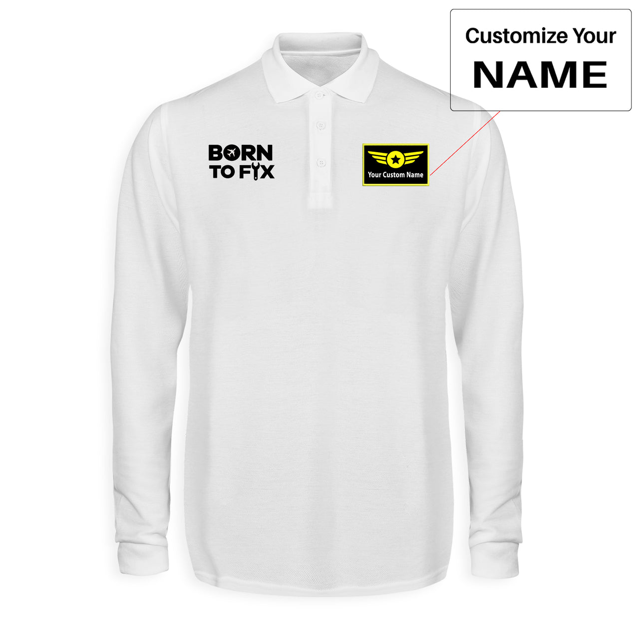 Born To Fix Airplanes Designed Long Sleeve Polo T-Shirts