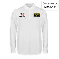 Thumbnail for Ready For Takeoff Designed Long Sleeve Polo T-Shirts