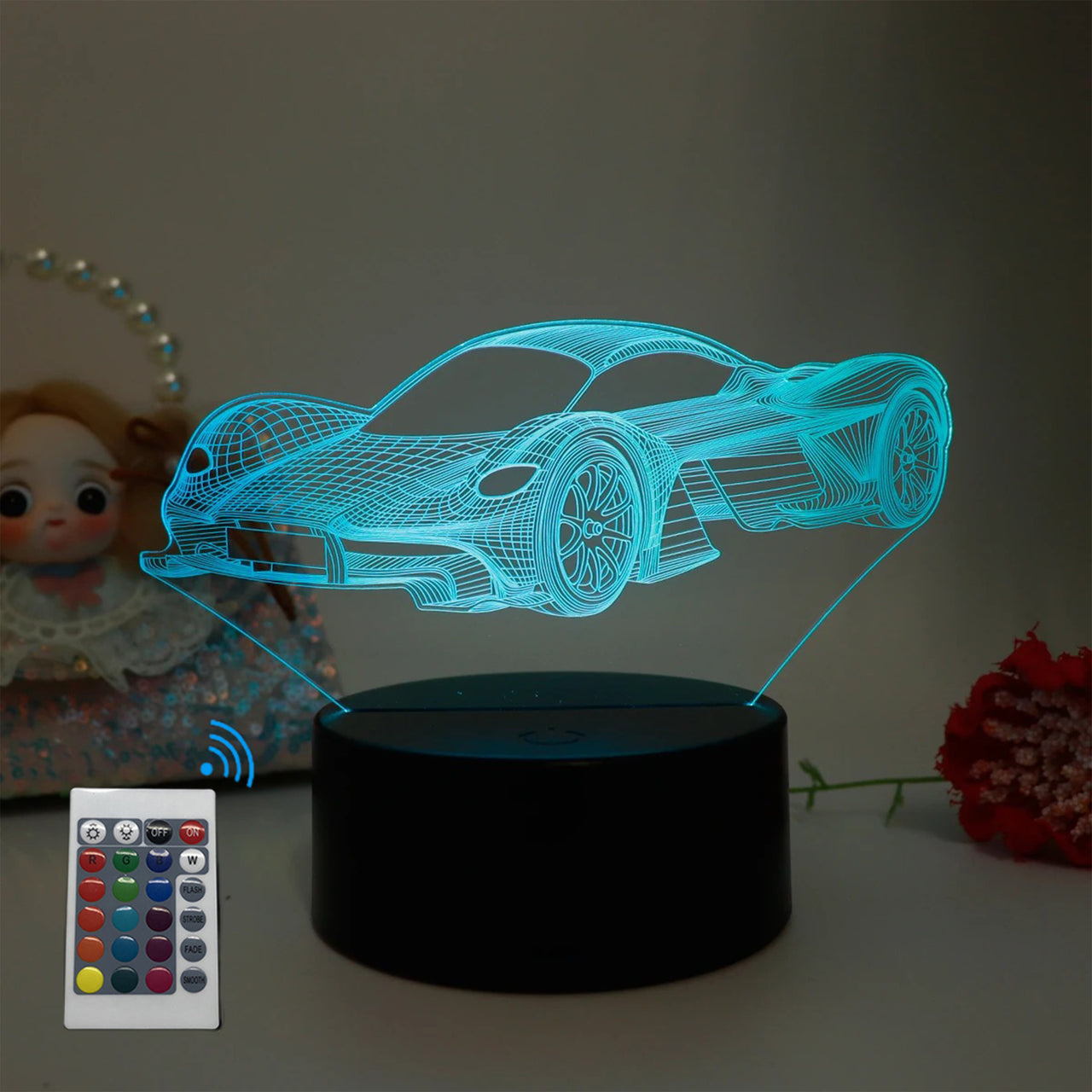 Sports Car Pattern 3D Designed Night Lamp