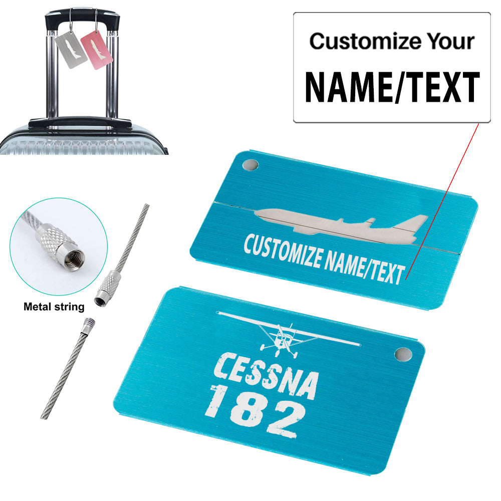 Cessna 182 & Plane Designed Aluminum Airplane Luggage Tags