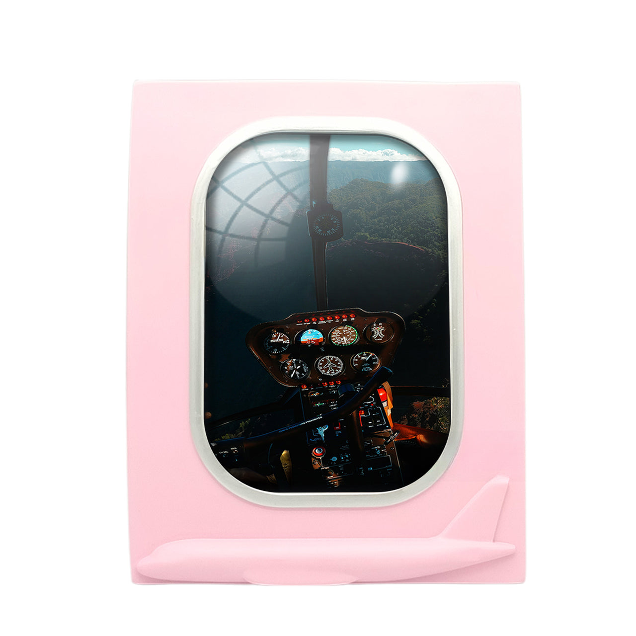 Beautiful Scenary Through Helicopter Cockpit Designed Airplane Window Photo Frame