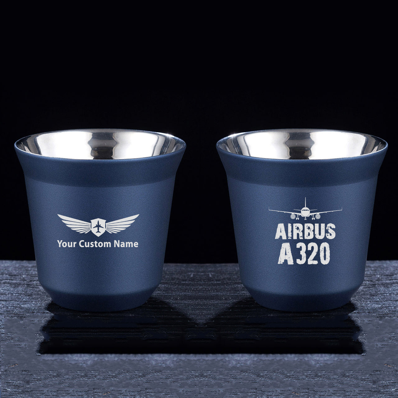 Airbus A320 & Plane Designed Double Wall Stainless Steel Coffee Mugs