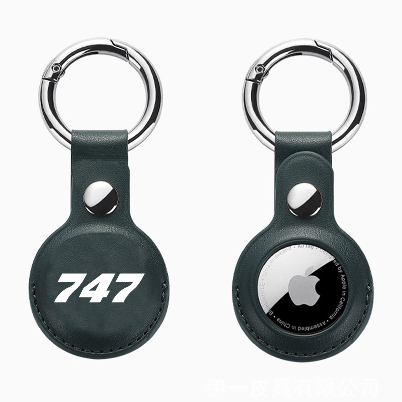 747 Flat Text Design Airtags Leather Cases