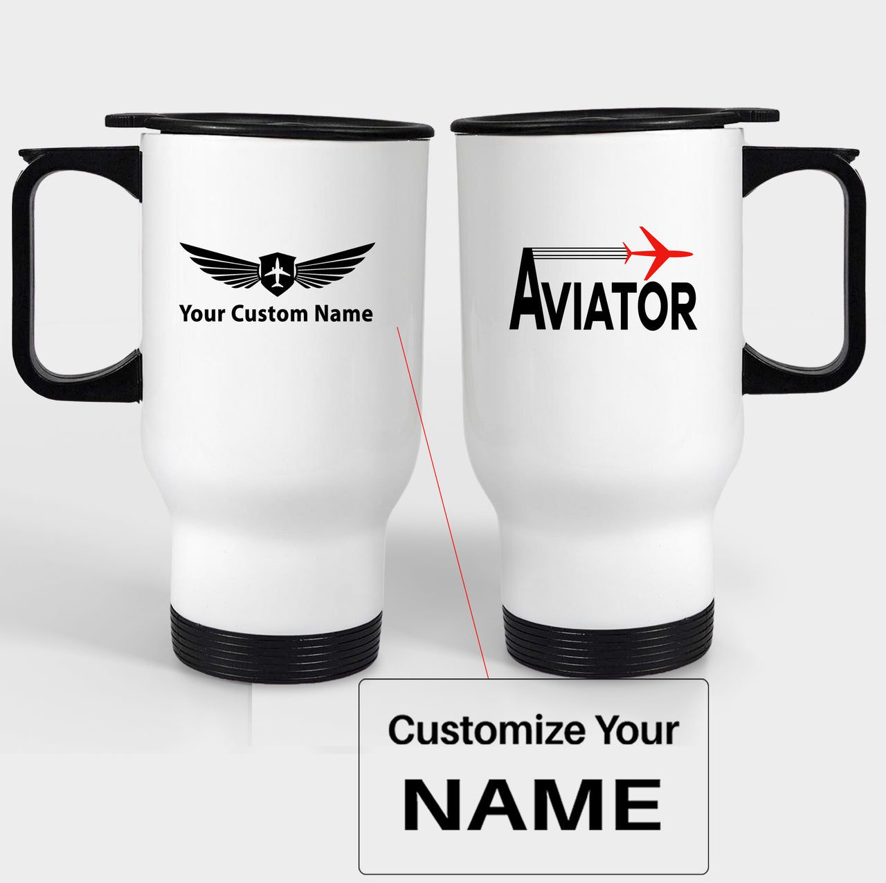 Aviator Designed Travel Mugs (With Holder)