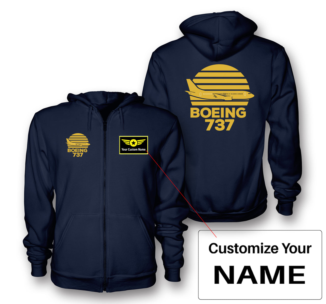 Retro Boeing 737 Designed Zipped Hoodies