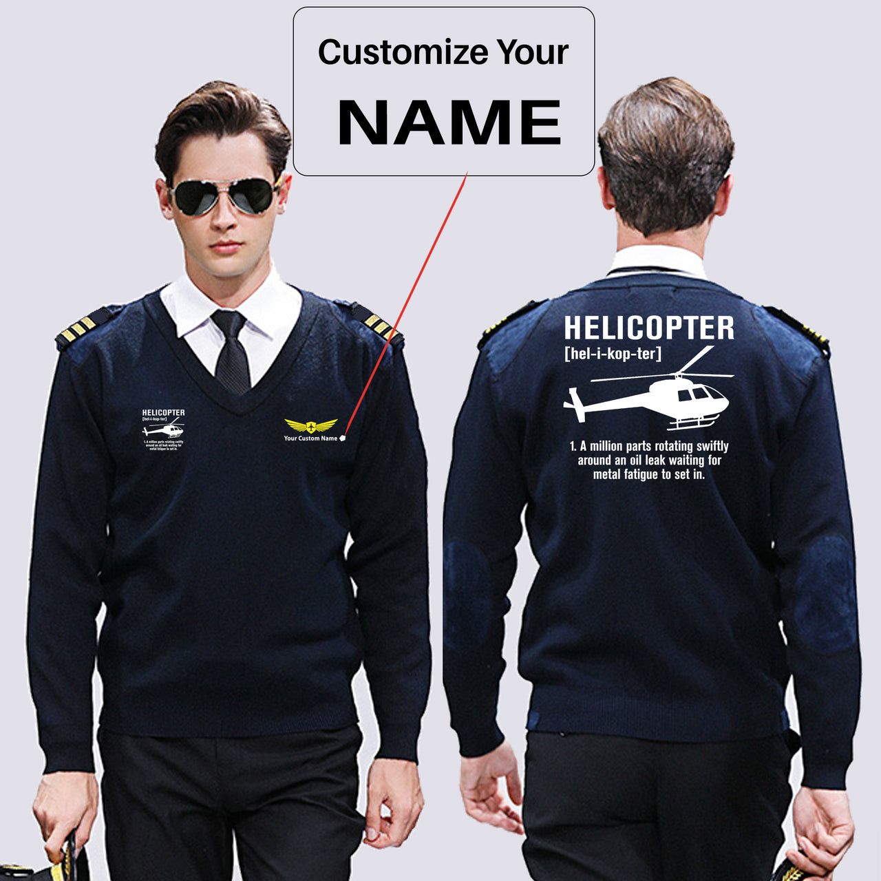 Helicopter [Noun] Designed Wool Pilot Sweaters