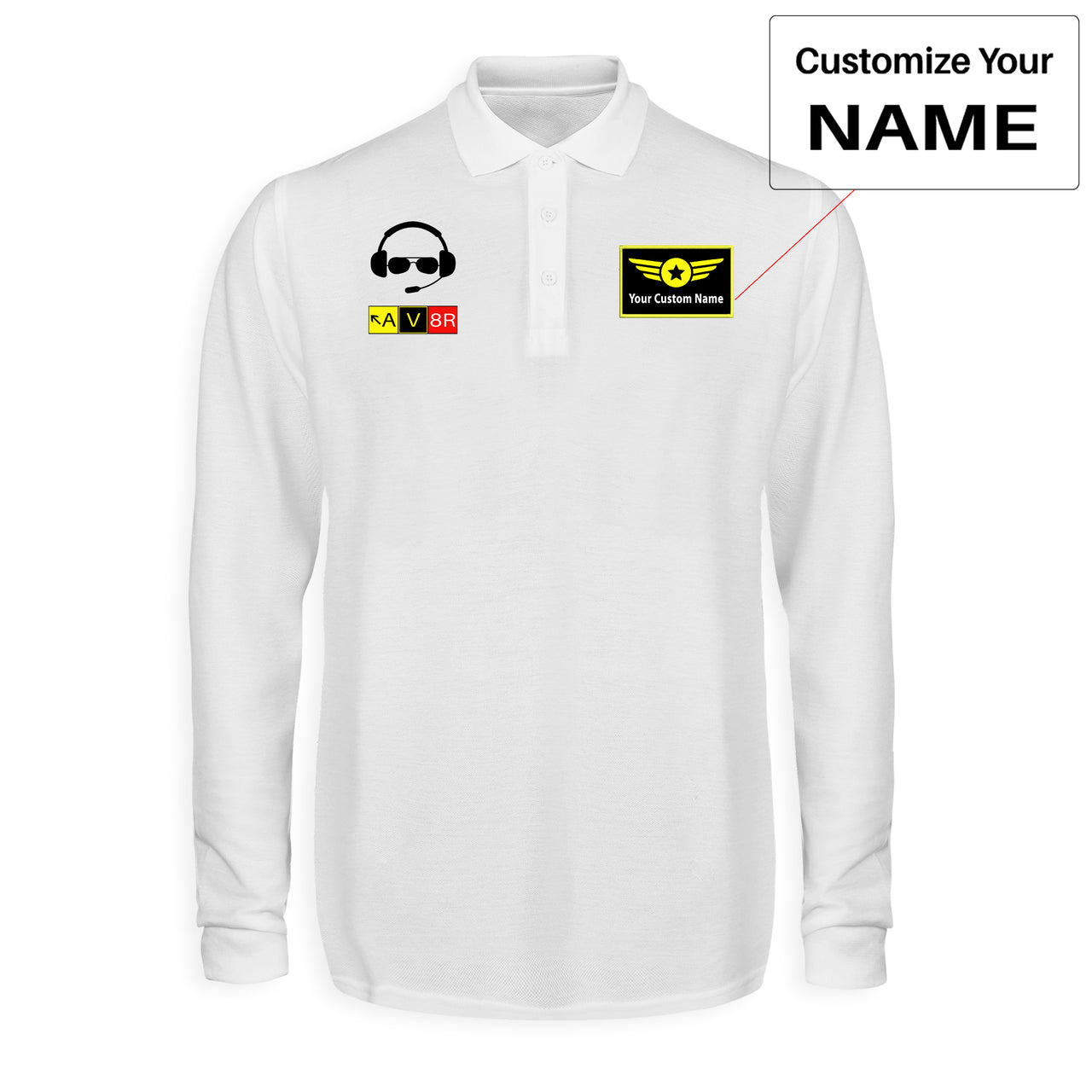 AV8R 2 Designed Long Sleeve Polo T-Shirts