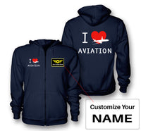 Thumbnail for I Love Aviation Designed Zipped Hoodies