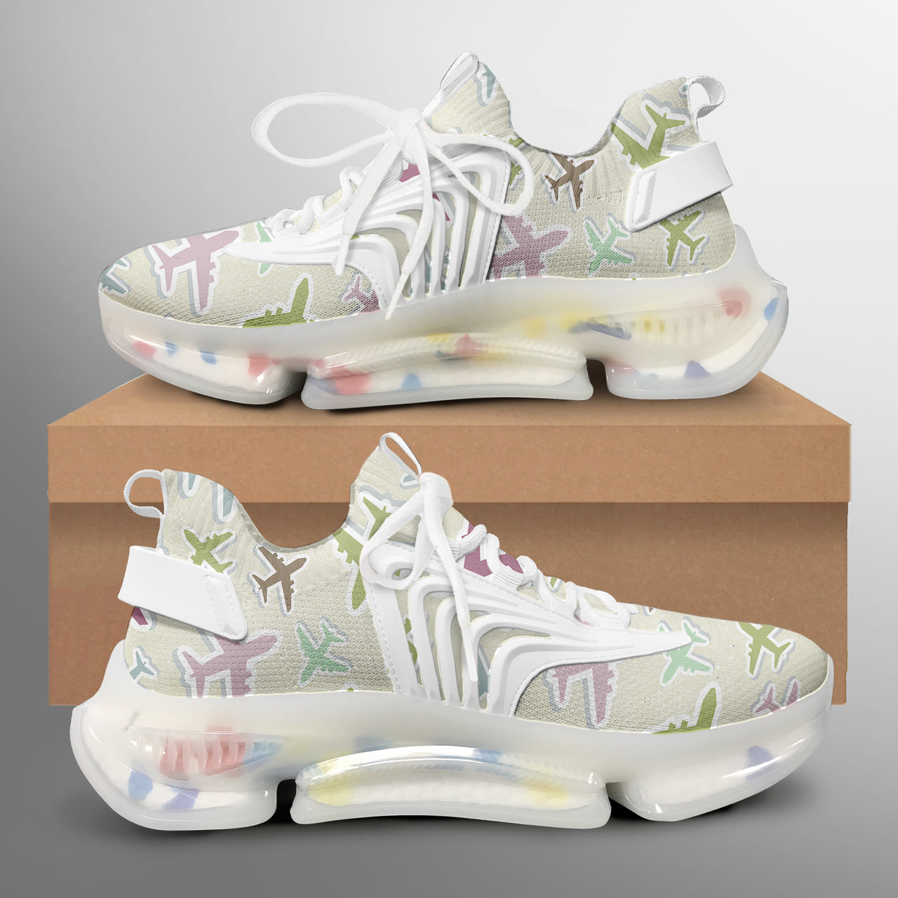 Seamless 3D Airplanes Designed Fashion Running Shoes