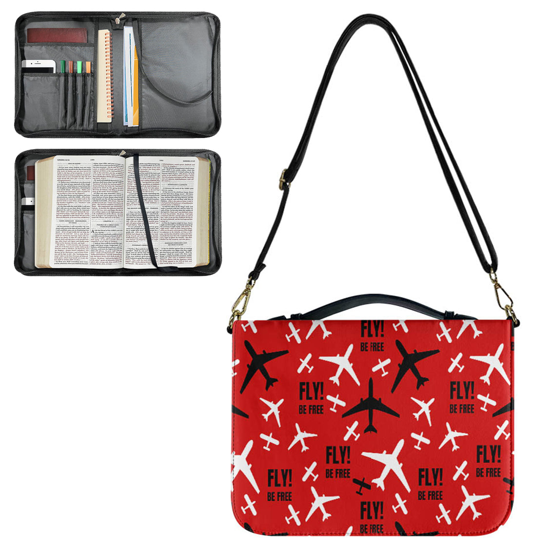 Fly Be Free Red 2 Designed PU Accessories Bags Strap Style