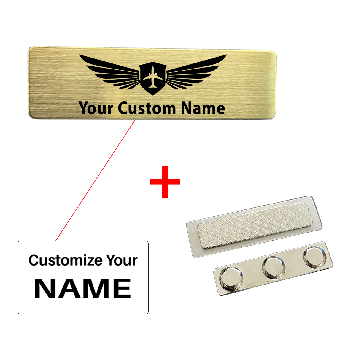 Your Custom Design Text Design 70*20MM Brooch Pin Badges