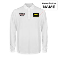 Thumbnail for Amazing Airbus A220 Designed Long Sleeve Polo T-Shirts