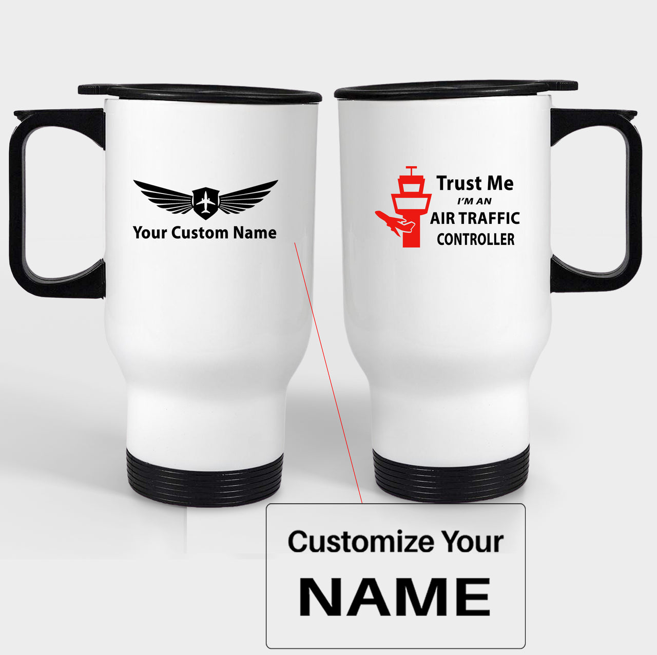 Trust Me I'm an Air Traffic Controller Designed Travel Mugs (With Holder)