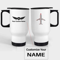 Thumbnail for Airplane Shape Aviation Alphabet Designed Travel Mugs (With Holder)
