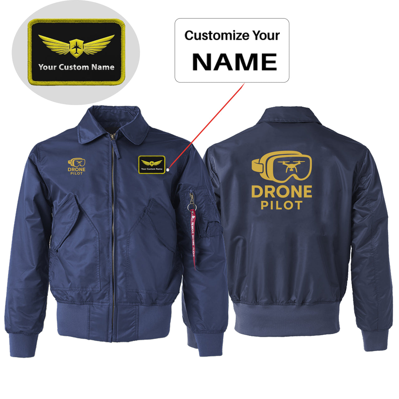 Googles & Drone Pilot Designed Embroidered Patch Attachable Jackets
