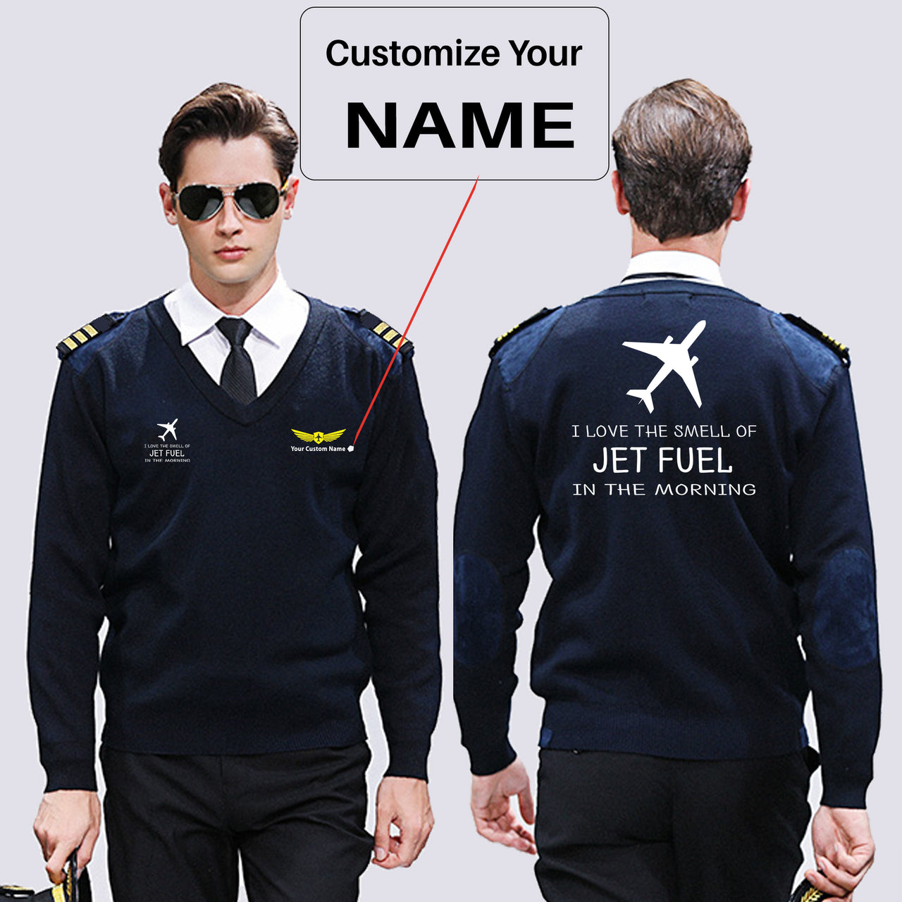 I Love The Smell Of Jet Fuel In The Morning Designed Wool Pilot Sweaters